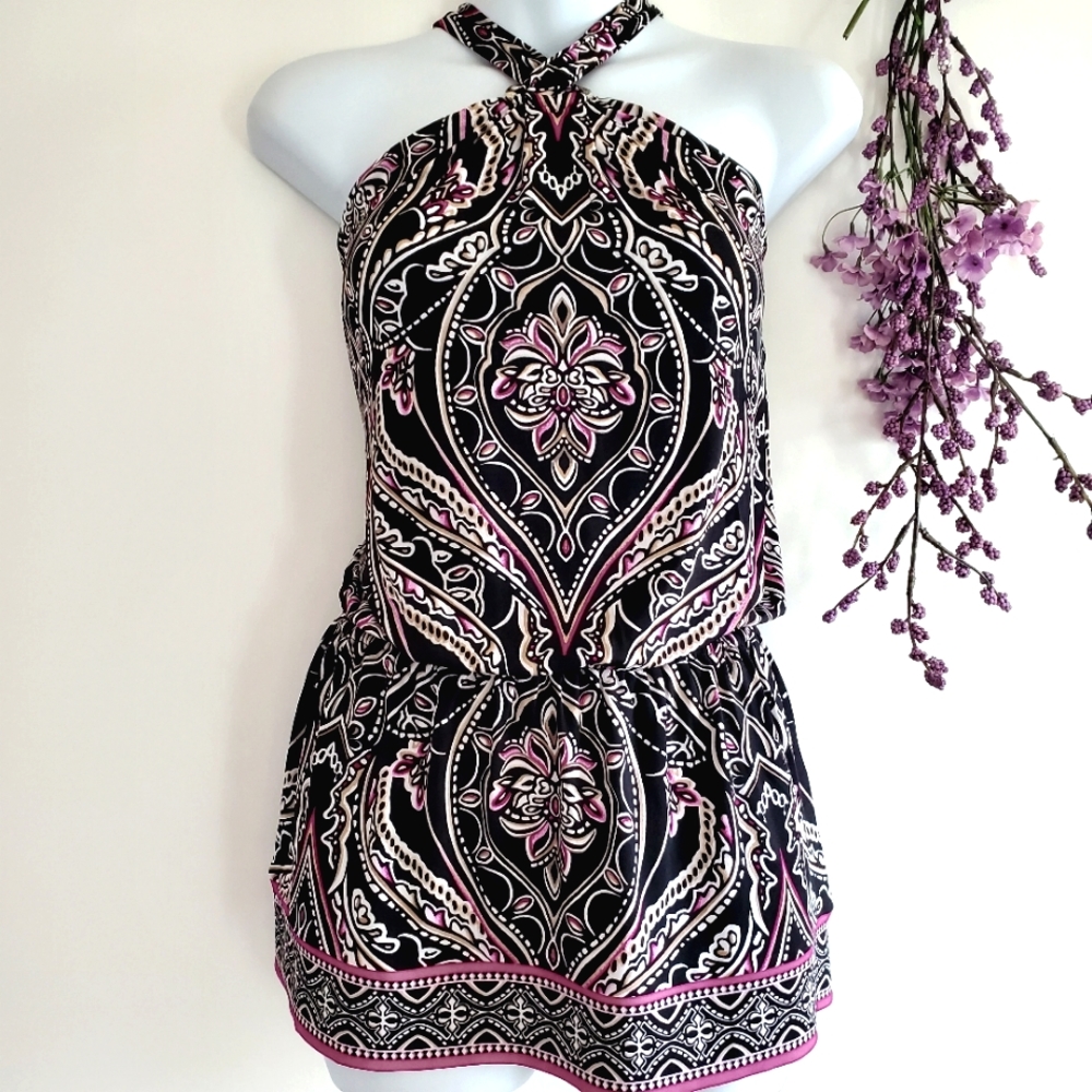 White house black market halter peplum top XS S